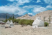 Ladakh - A large group of chortens close to Shey palace 